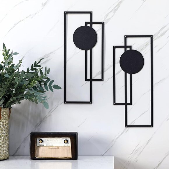 NEW 2 Pcs Small Metal Abstract Wall Art, 15.7" Metal Minimalist Wall Decor